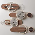 Stylish Modern Wall Decor With Circular Wooden Panels Metal Lines And Natural Motifs