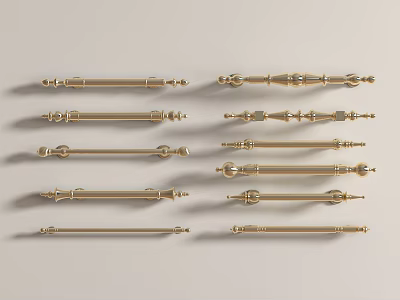 Golden Cabinet Handles Various Stylish Designs For Modern Furniture Decoration 3d model