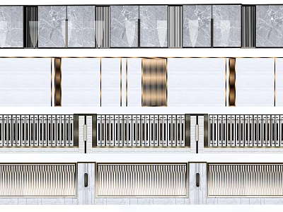 Modern Building Exterior Wall Design With Marble Panels And Metal Accents 3d model