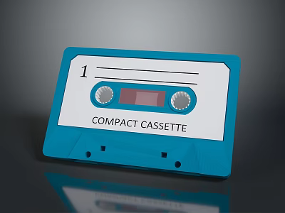 Retro Blue And White Compact Cassette As Daily Life Essential Accessory 3d model