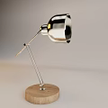 Modern Table Lamp With Wooden Base Metal Shade And Adjustable Arm Design
