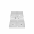 White Double Bowl Kitchen Sink With Classic Faucet And Modern Design