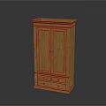 Wooden Double Door Wardrobe With Classic Style And Bottom Storage Drawers
