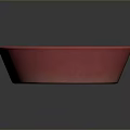 Red Bowl Shaped Sculptural Carving With Hand Carved Textured Surface Artistic Decorative Piece
