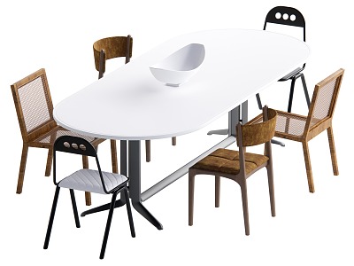 Industrial wind dining table and chair combination model