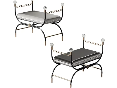Modern Accent Chairs With Metal Frame Upholstered Seats And Decorative Ball Details 3d model
