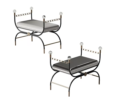 Modern Accent Chairs With Metal Frame Upholstered Seats And Decorative Ball Details 3d model