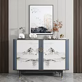 Elegant Modern Entryway Cabinet Sideboard With Mountain River Pattern And Decorative Ornaments 3d model
