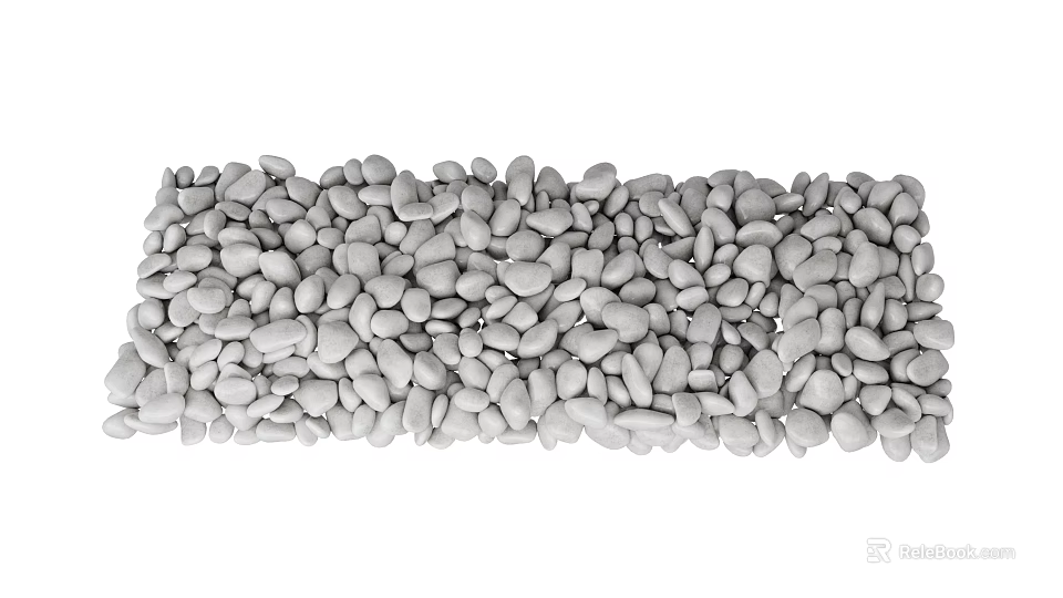 Natural Gray Garden Pebbles Decorative Stones For Landscaping And Path Design 3d model 