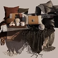 Cozy Home Decor With Various Soft Colorful Pillows And Knitted Blankets