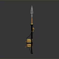 Black And Yellow Garden Tool With Long Pole Spike Tip And Container