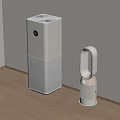 Minimalist Room Corner With White Air Purifier And Bladeless Fan