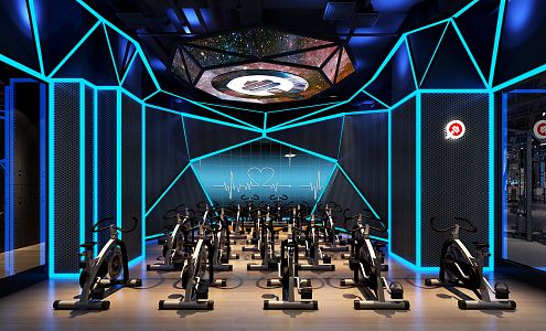 Modern Gym Spinning Room Fitness Equipment Star Top 3d model