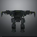 Sci Fi Mechanical Robot Character Featuring Armored Design And Green Yellow Accents