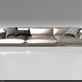 Modern Light colored Three seater Sofa with Accent Pillows Contemporary Design 3d model
