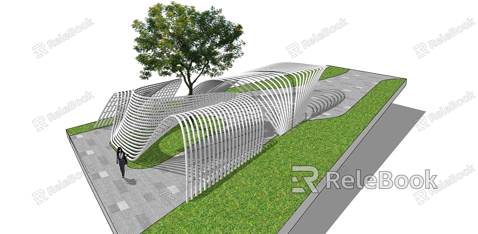 Styling Corridor Special-shaped Corridor Park Landscape Setches model