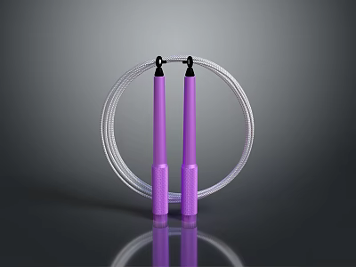 Purple Handle Jump Rope With Transparent Cable For Fitness Training 3d model