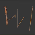 Various Structural Poles With Metal Rods Wooden Handles And Top Mounts
