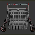 Sturdy Metal Shopping Cart With Red Handle Wire Frame And Rolling Wheels