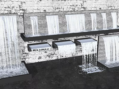 Modern landscape sketch stainless steel fountain waterfall stack water feature water curtain water curtain wall 3d model