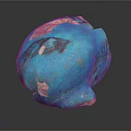 Blue Artisan Sculpture Carving With Textured Surface And Weathered Details