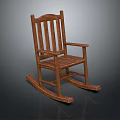 Classic Wooden Rocking Chair With Slatted Back Armrests And Curved Rockers For Comfort