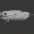 Futuristic White Damaged Spaceship With OP Logo Blue Lights Broken Structure And Windows