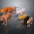 Collection of Big Cat Animal Models Including Tiger Lion White Tiger and Cheetah