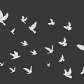 Beautiful Flock of White Pigeons Flying Gracefully in Dark Blue Sky
