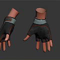 3D Modeled Gloves With Gray Red Blue Accents And Orange Hand Models Rendered