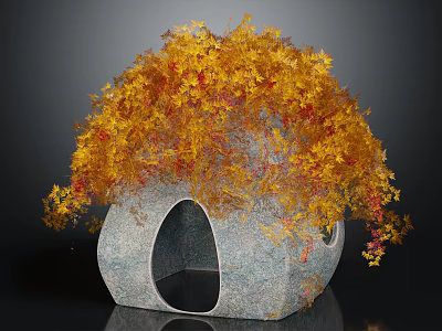 Cartoon Scene of Stone House with Yellow Red Vines Arched Door and Small Window 3d model