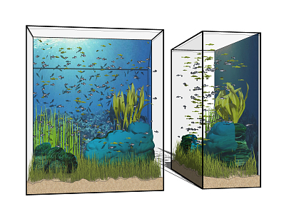 Modern fish tank 3d model