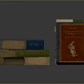 Vintage Old Books With Various Colored Covers Stacked And Placed On Dark Background