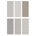 Decorative Room Divider Panels With Various Geometric Patterns And Gold Accents 3d model