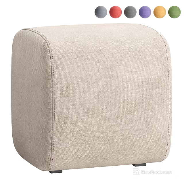 Modern Upholstered Beige Shoe Bench With Stitched Details For Entryway 3d model 