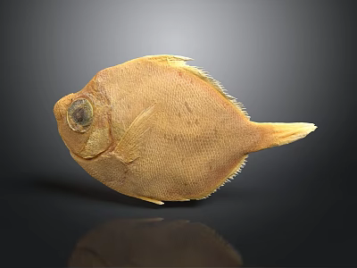 Yellow Flat Aquatic Fish With Distinctive Body Shape And Reflective Surface 3d model Yellow Flat Aquatic Fish With Distinctive Body Shape And Reflective Surface 3d model