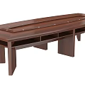 Wooden Conference Table Modern Rectangular Design With Central Groove And Sturdy Legs For Office Meetings