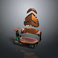 Modern Unique Copper Chair With Green Accents Curved Armrests And Streamlined Backrest
