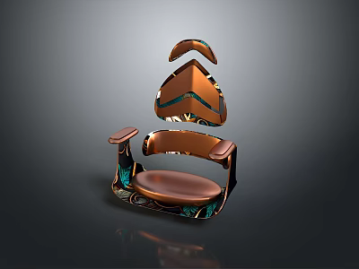 Modern Unique Copper Chair With Green Accents Curved Armrests And Streamlined Backrest 3d model