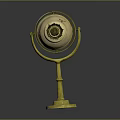 Vintage Golden Metal Equipment With Intricate Top Decorative Stand And Base On Black Surface