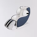 Modern Blue And White Massage Chair With Ergonomic Backrest And Leg Support
