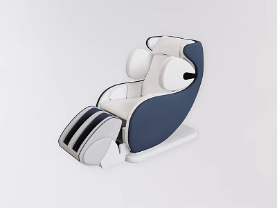 Modern Blue And White Massage Chair With Ergonomic Backrest And Leg Support 3d model