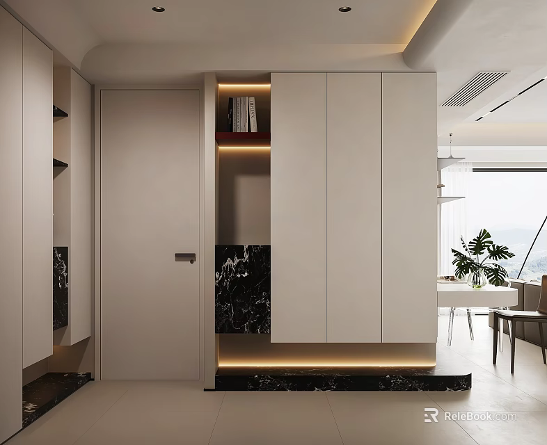 Modern Entryway Cabinet Sideboard With Sleek Design LED Lighting And Storage Space 3d model