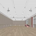 Fitness Dance Studio With Wooden Floor Ballet Barres Pink Exercise Balls And Large Windows