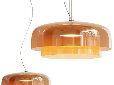 Modern Amber Pendant Lights With Transparent Glossy Shades And Illuminated Design 3d model