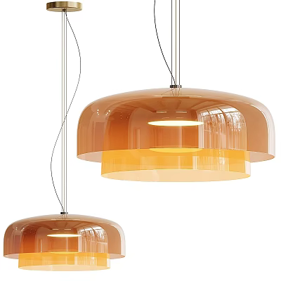 Modern Amber Pendant Lights With Transparent Glossy Shades And Illuminated Design 3d model