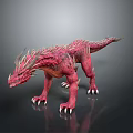3D Fantasy Red Dragon Creature With Spiked Back And Sharp Claws 3d model