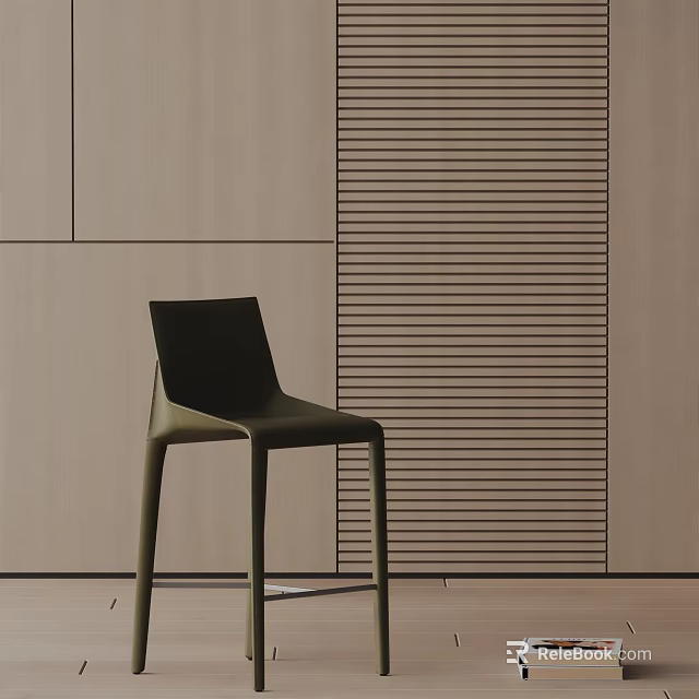 Modern Dark Green Bar Stool In Sleek Interior With Vertical Striped Wall Design 3d model