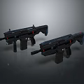 Two Black Assault Rifles With Red Accents Modern Futuristic Tactical Design