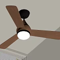 Modern Chandelier with Wooden Blades Black Base and White Light Fixture in Ceiling Interior Design